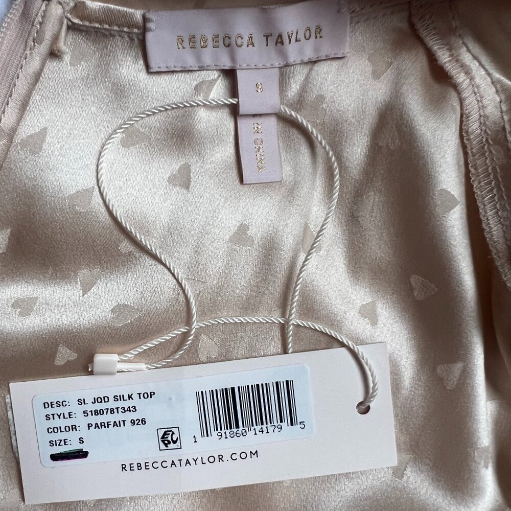 Rebecca Taylor Silk Heart Blouse Parfait Pink NWT Small - Picture 6 of 6